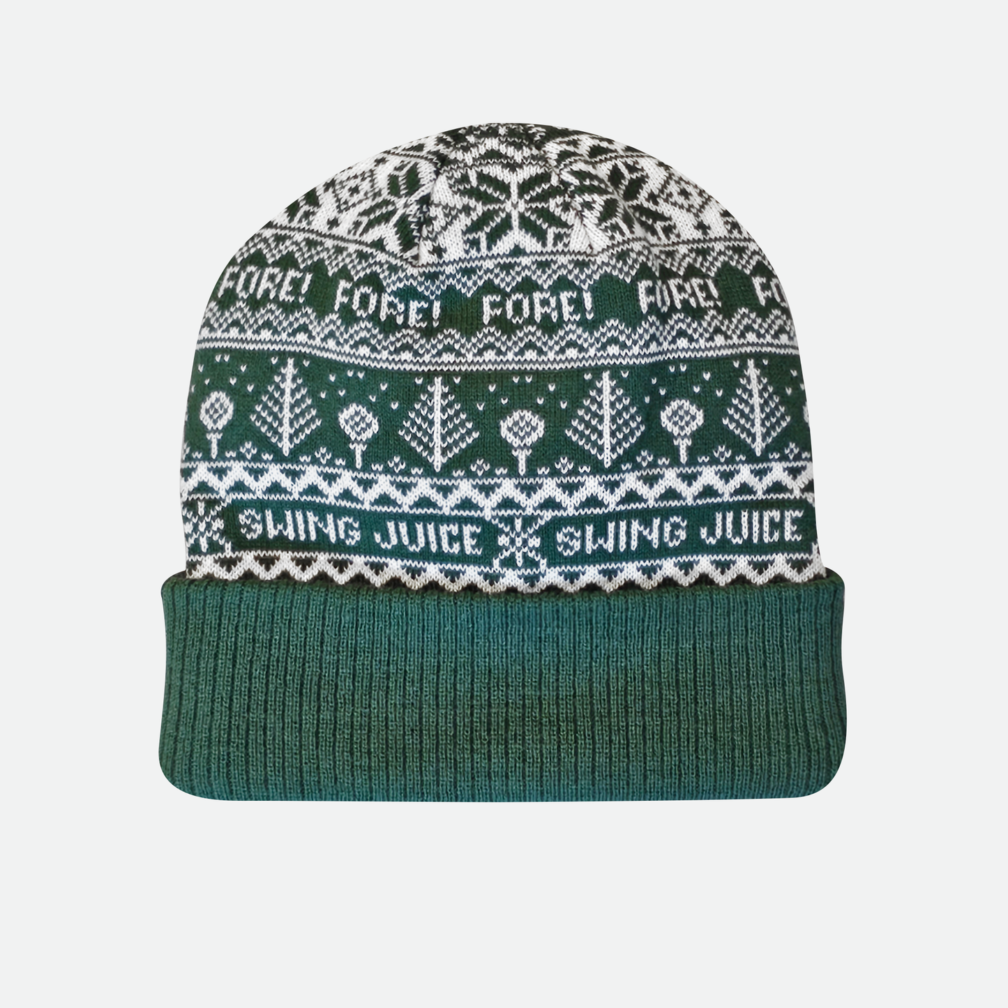 Golf Fore Fairisle Unisex Knit Beanie Dark-Dark Green
