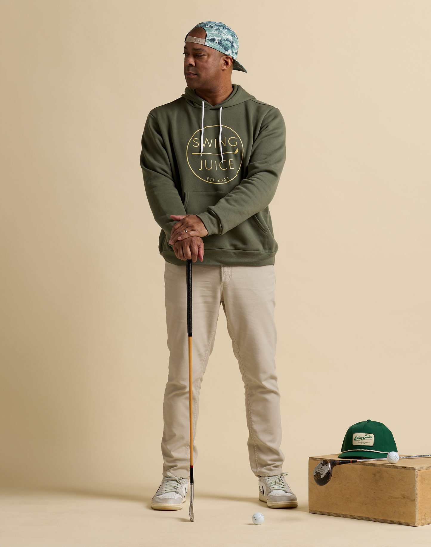 Golf Retro Unisex Hoodie-Military Green