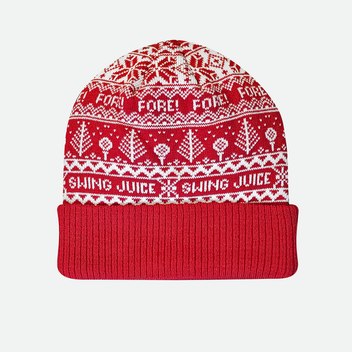 Golf Fore Fairisle Unisex Knit Beanie-Red