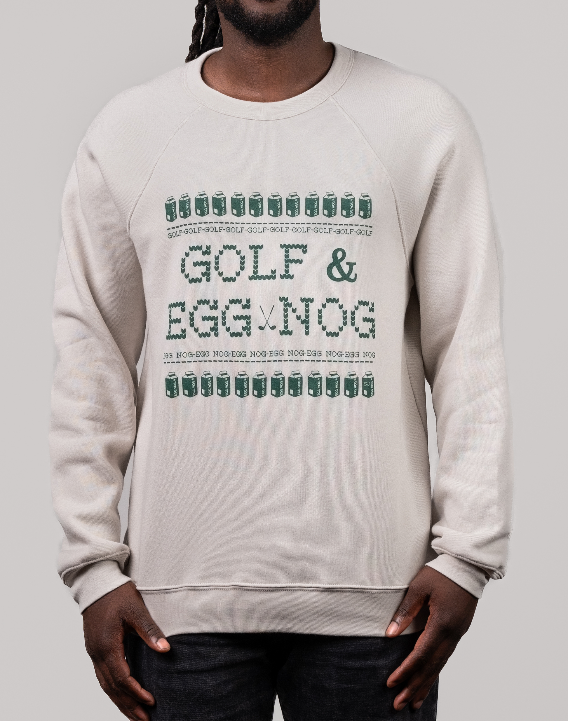 Golf & Egg Nog Unisex Ugly Sweatshirt-Cream