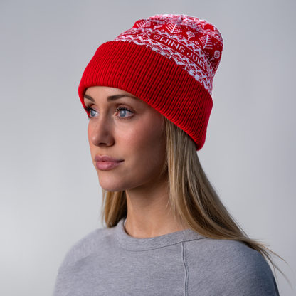 Golf Fore Fairisle Unisex Knit Beanie-Red