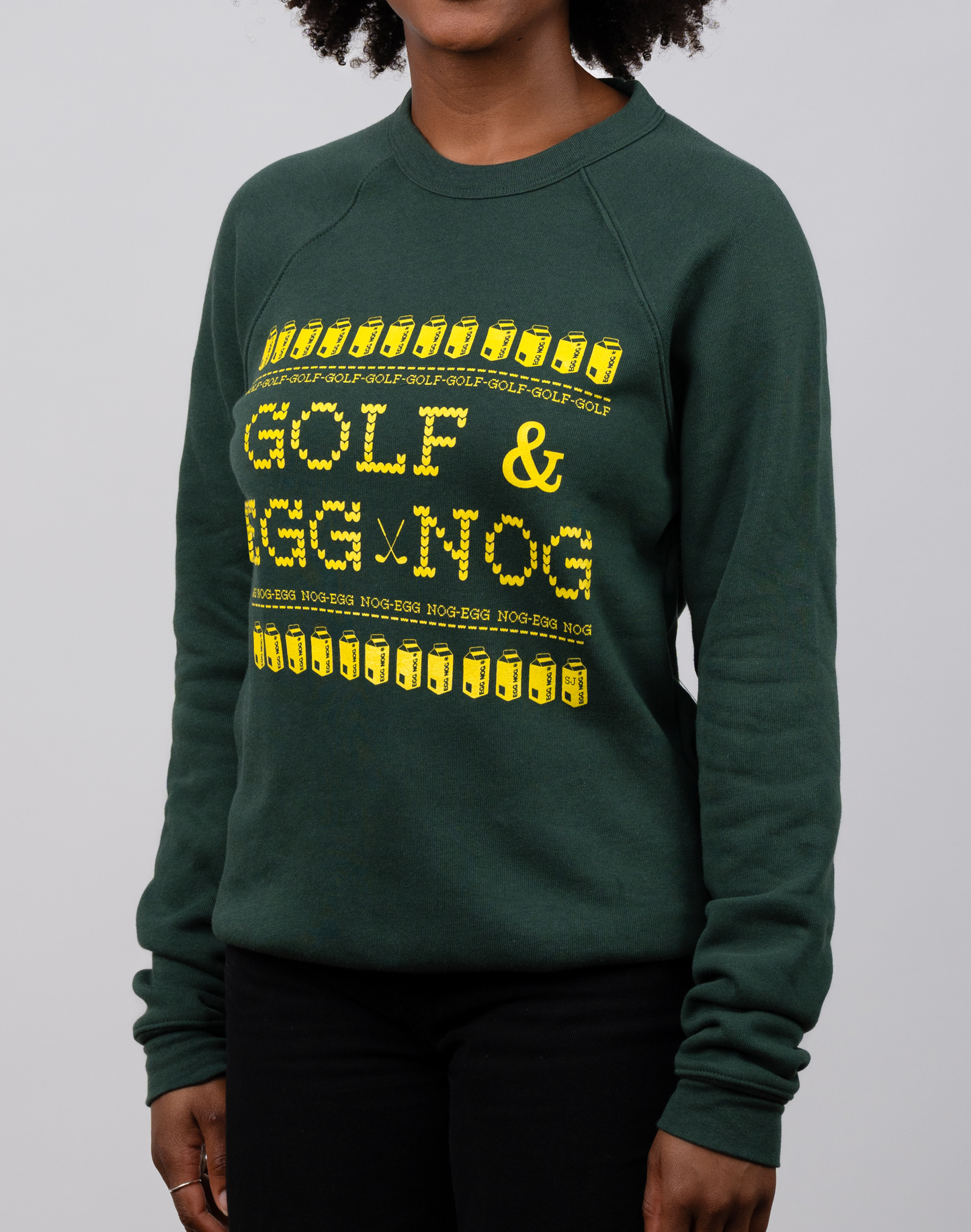 Golf & Egg Nog Unisex Ugly Sweatshirt-Forest Green
