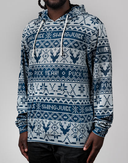 Hockey Puck Yeah Fairisle Men's Performance Hoodie-Navy