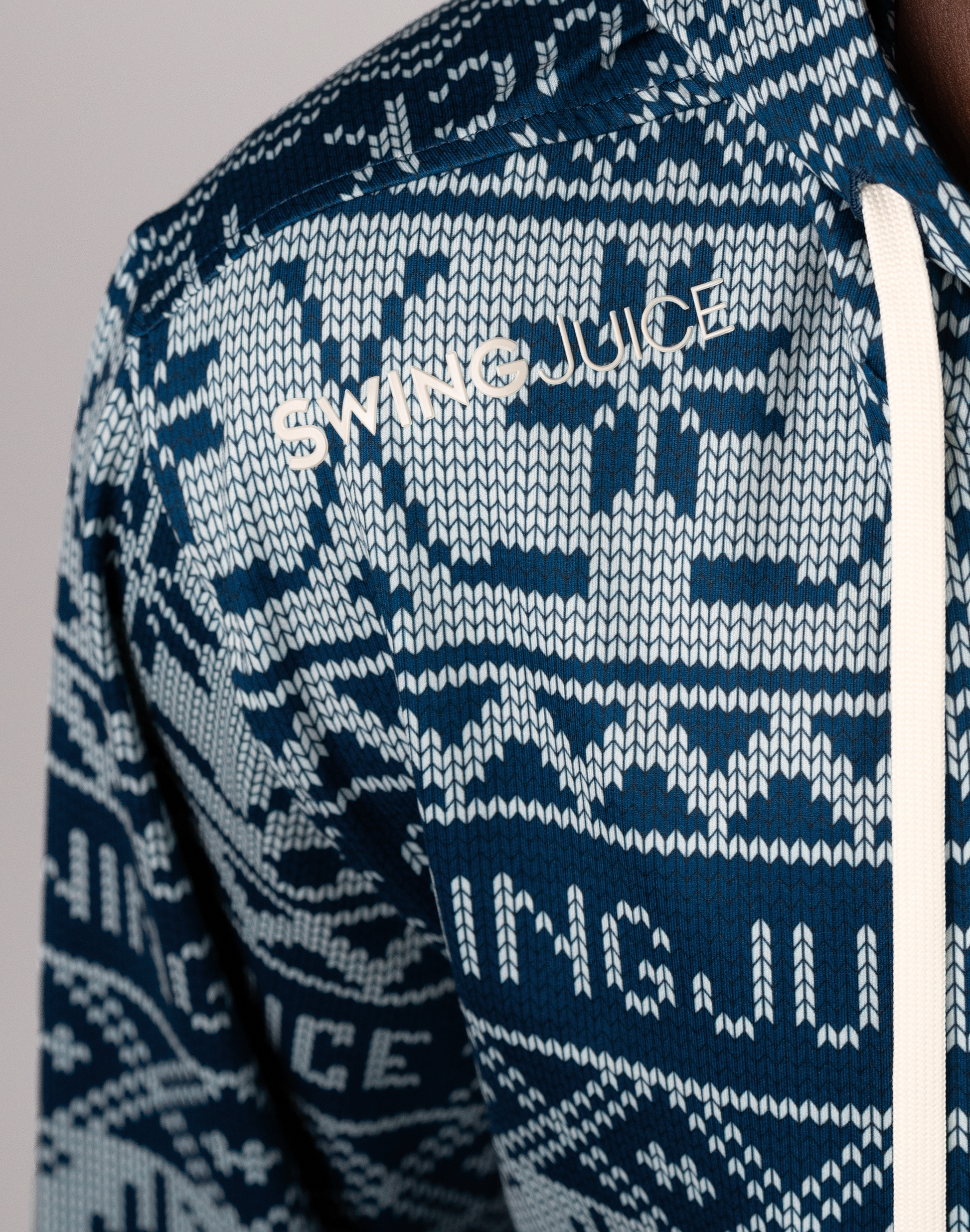 Hockey Puck Yeah Fairisle Men's Performance Hoodie-Navy