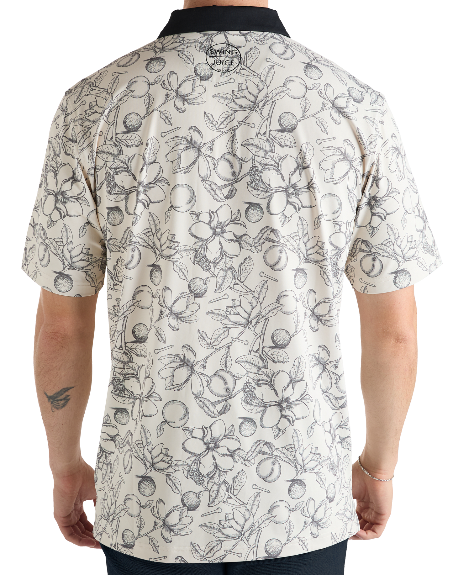 Golf Magnolia Toile Men's Polo-Ivory