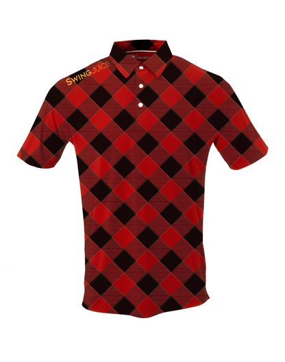 Golf Buffalo Check Men's Polo-Red