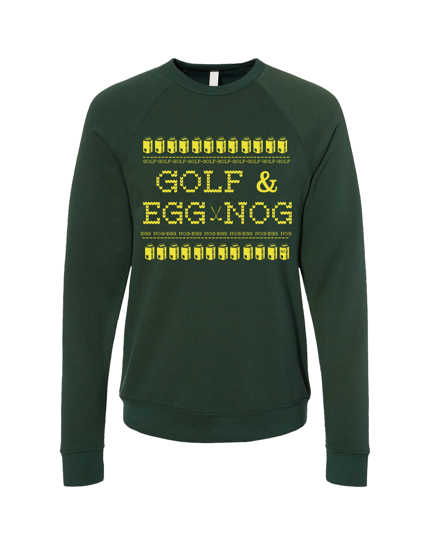 Golf & Egg Nog Unisex Ugly Sweatshirt-Forest Green