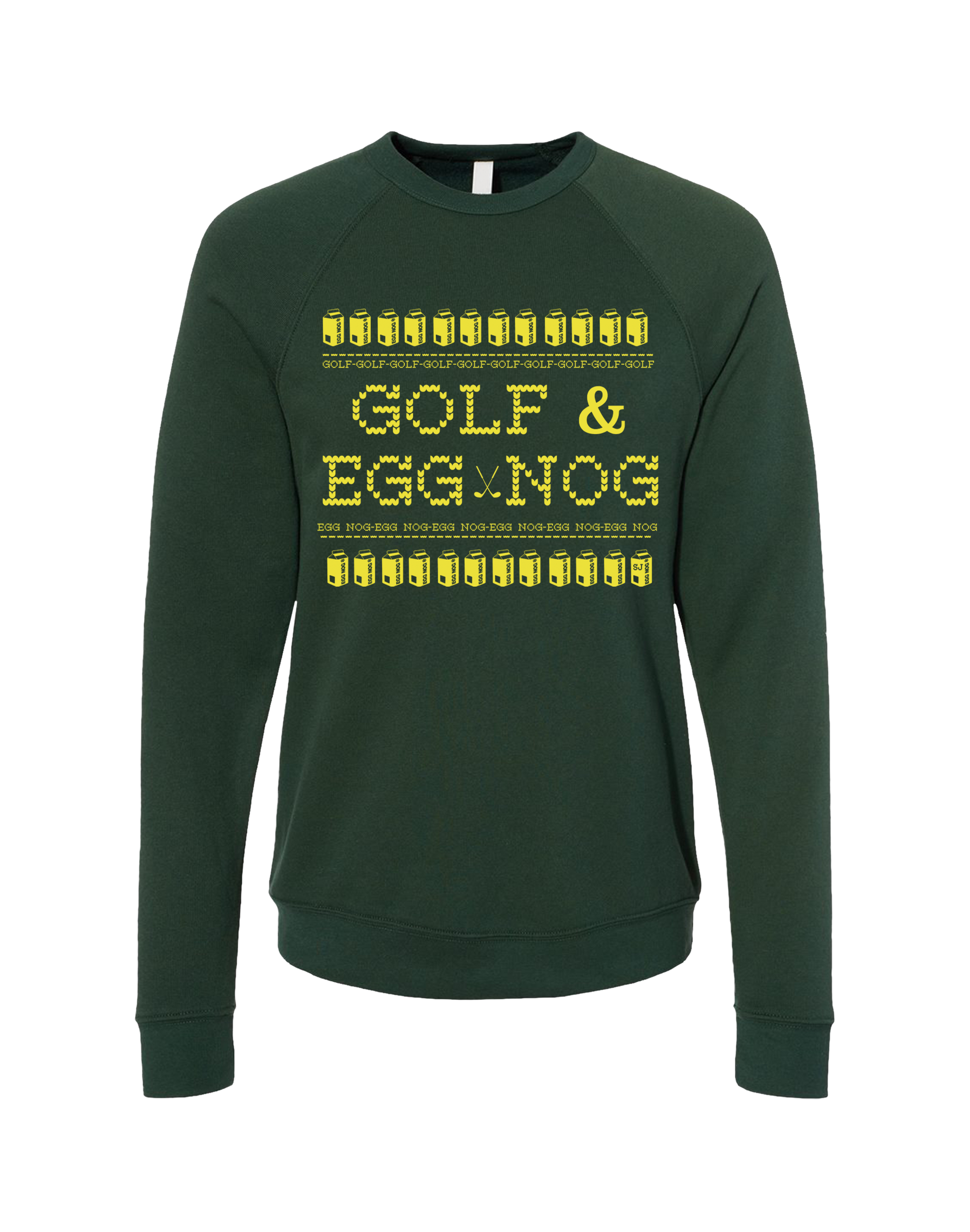 Golf & Egg Nog Unisex Ugly Sweatshirt-Forest Green