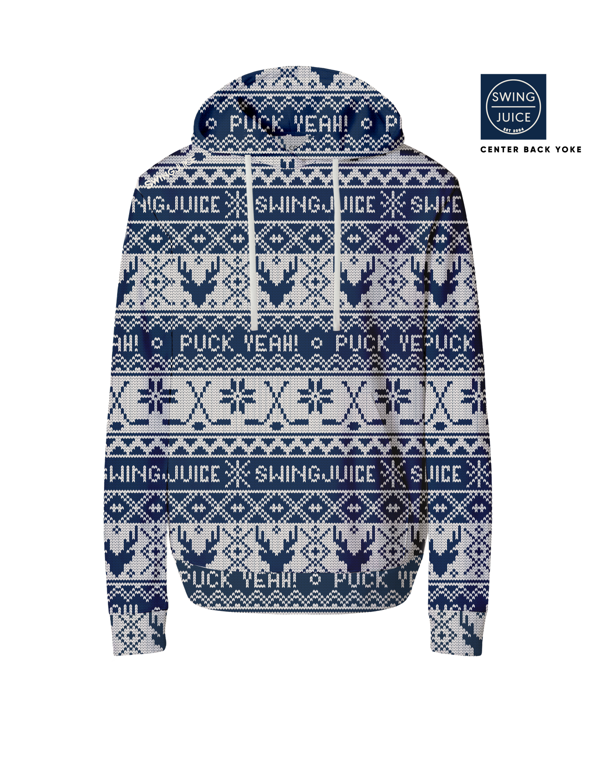 Hockey Puck Yeah Fairisle Men's Performance Hoodie-Navy