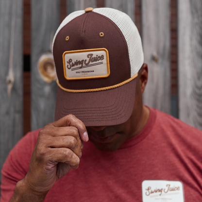 Golf Provisions Unsiex Trucker Rope Hat Brown-Brown