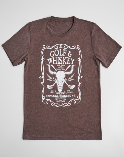Golf & Whiskey Unisex T-Shirt-Brown