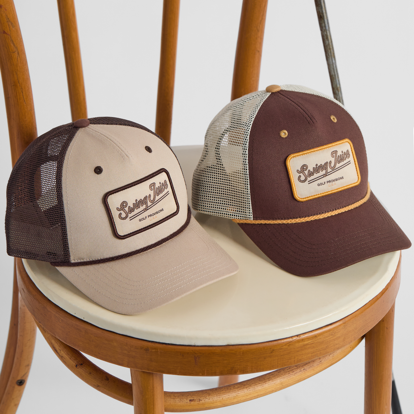 Golf Provisions Unsiex Trucker Rope Hat Brown-Brown