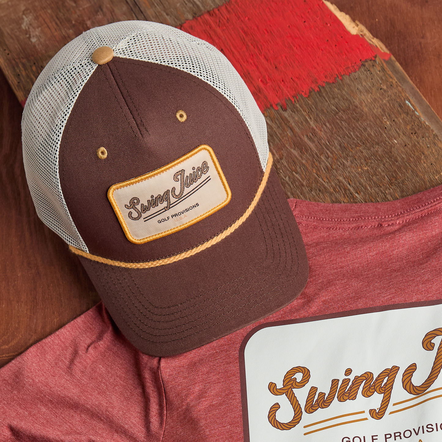 Golf Provisions Unisex Trucker Rope Hat Brown O/S