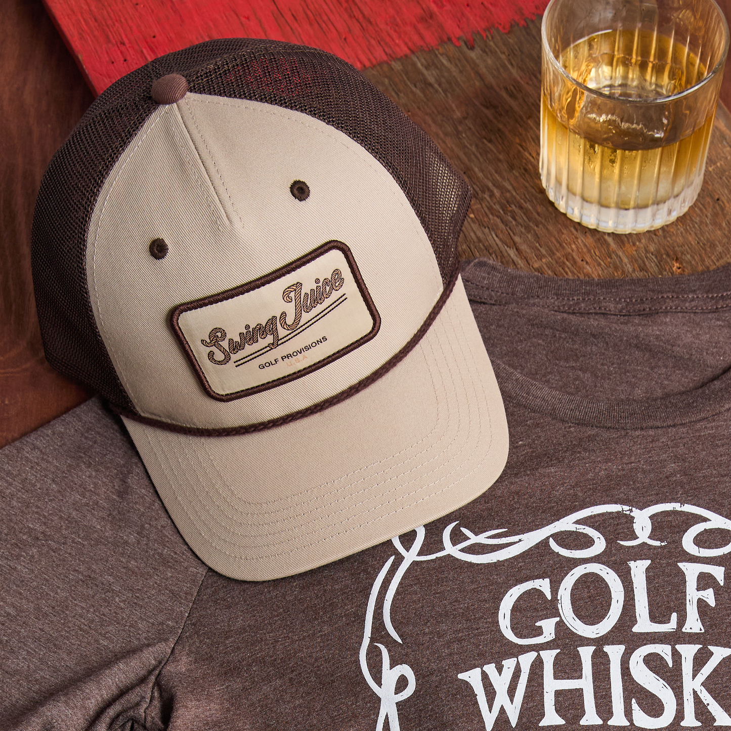 Golf Provisions Unisex Trucker Rope Hat Tan O/S