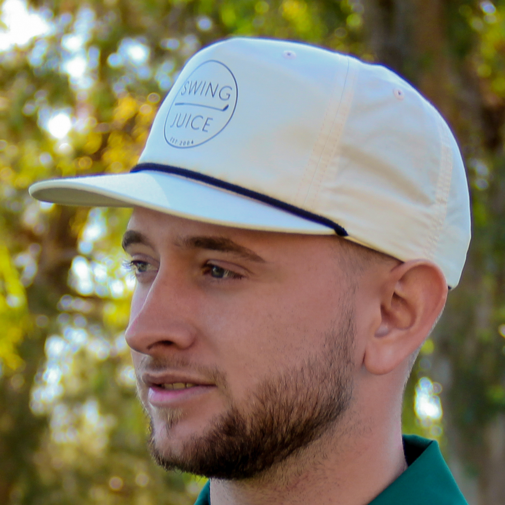 SwingJuice Circle Men's Polo Pine & Golf Retro Unisex Rope Hat Birch Bundle-Pine Green