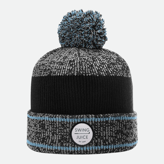 SwingJuice Pom Pom Beanie Unisex Golf Hat-Grey Blue Black