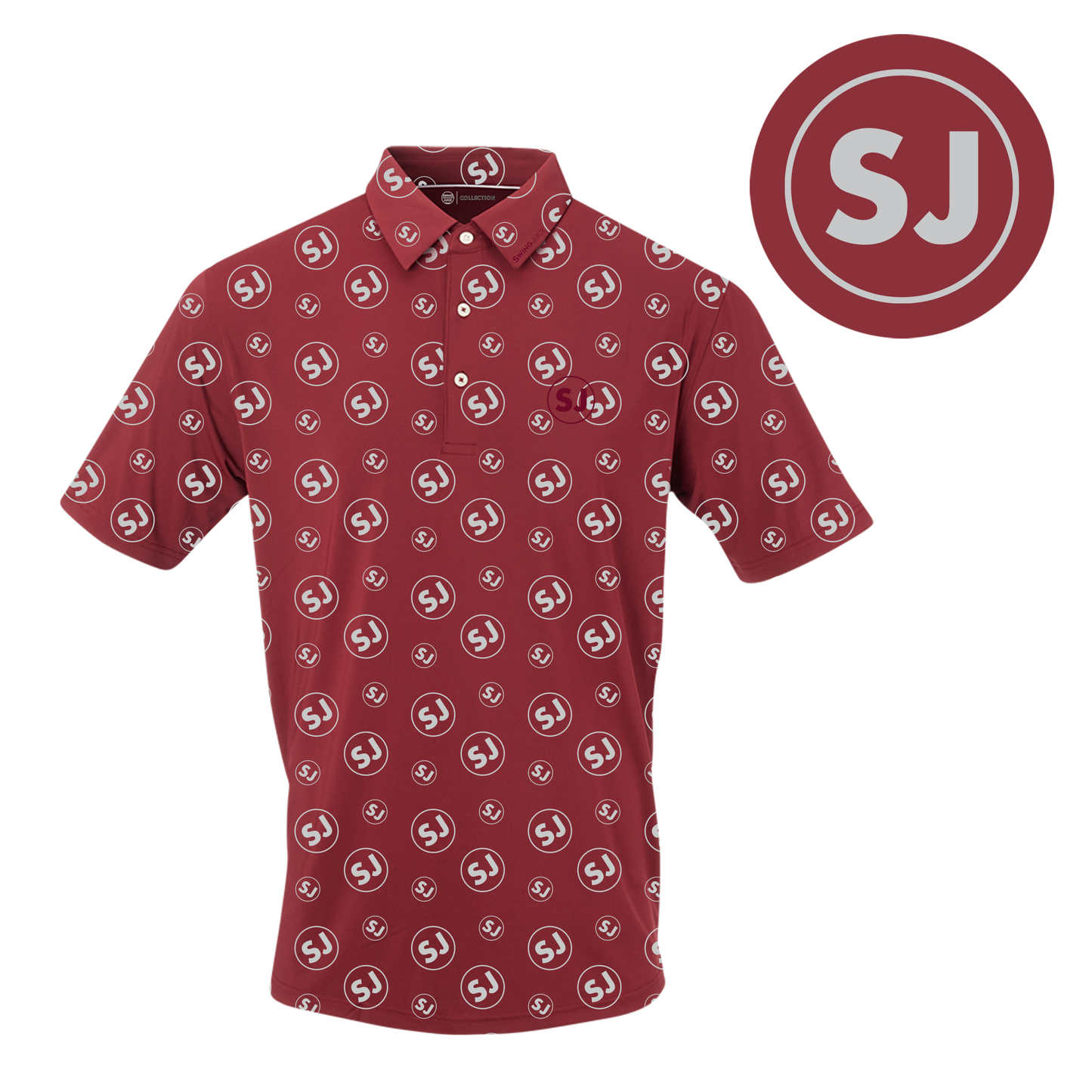 SwingJuice Circle Men's Polo Merlot & Retro Unisex Trucker Hat Grey Bundle-Multi