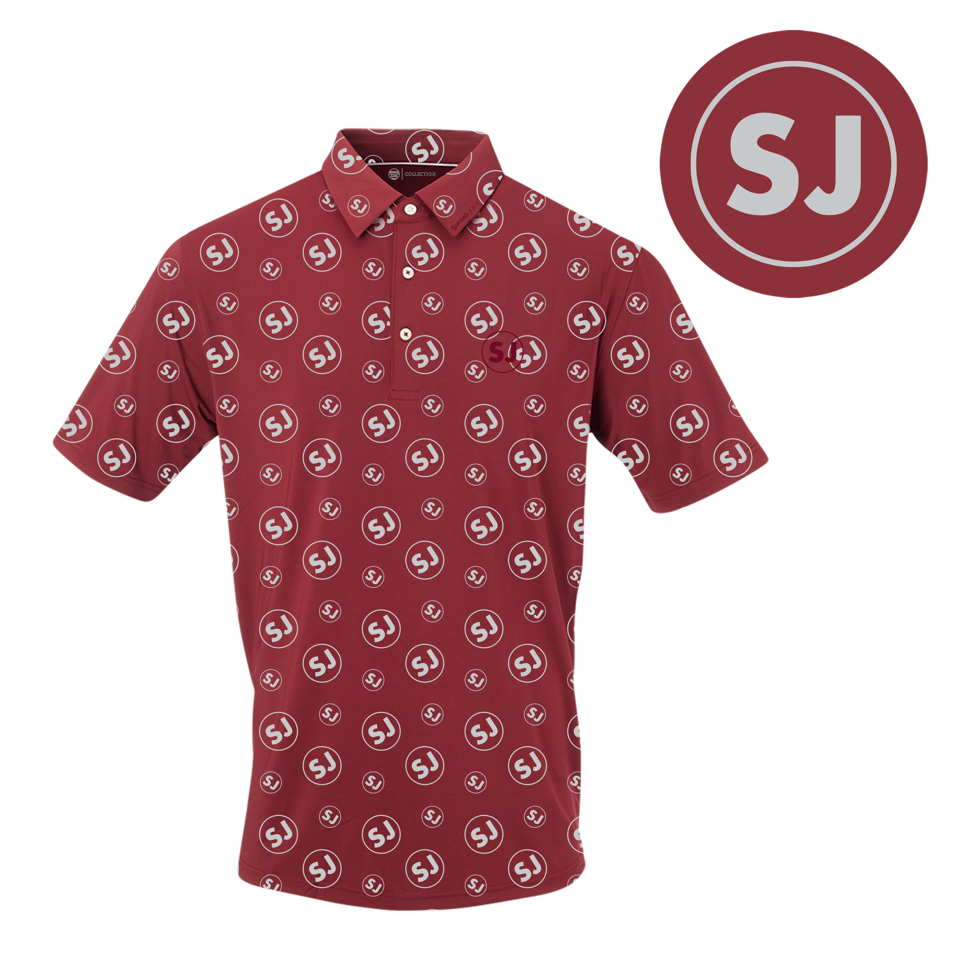SwingJuice Circle Men's Polo Merlot & Retro Unisex Trucker Hat Grey Bundle-Multi