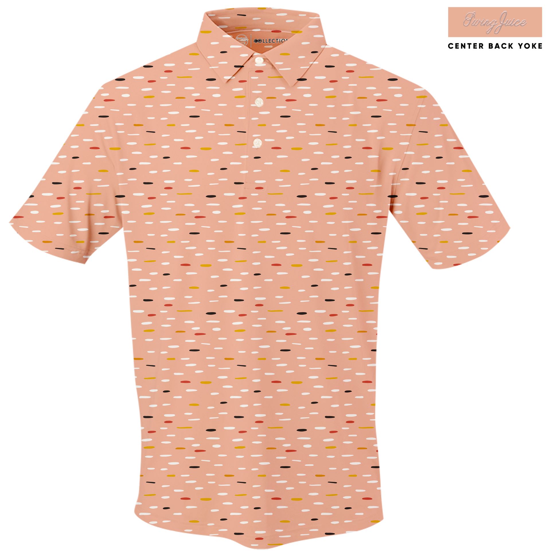 Golf Mid Century Nostalgia Men's Polo - Blank Left Chest-Peach